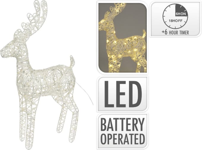 Rendier Verlicht met 40 Leds - Wit - 37 cm