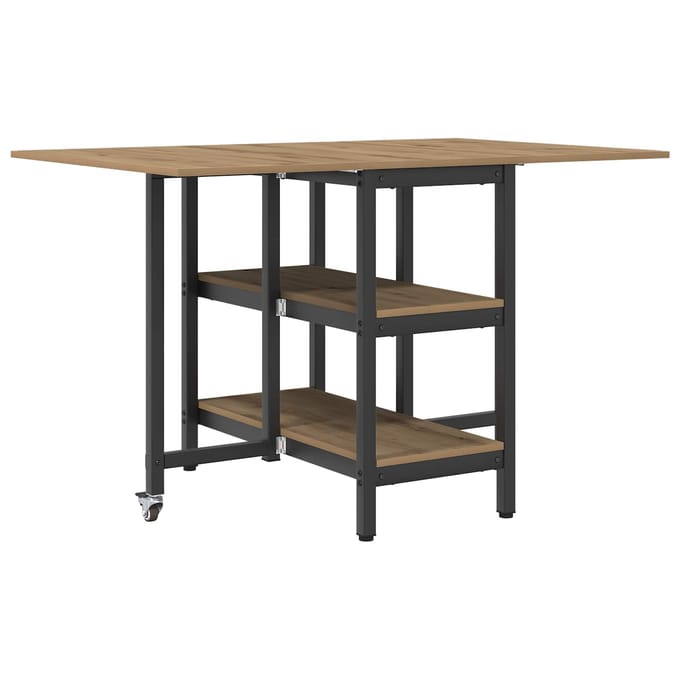 vidaXL - Eettafel - 122 - x - 80 - x - 76,5 - cm - Bewerkt - hout - Artisanaal - eiken