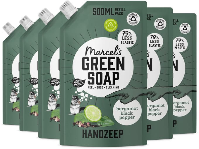 Marcel's Green Soap Handzeep Navulling - Bergamot Black Pepper - 6 x 500ml