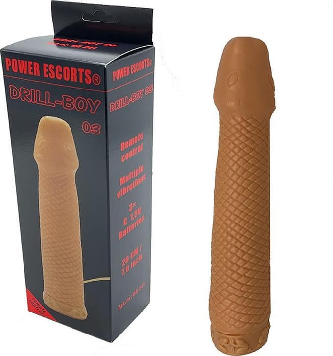 Power Escort - Drill-Boy - Remote Control - Multiple Vibrations - Beige - 20cm - BR241
