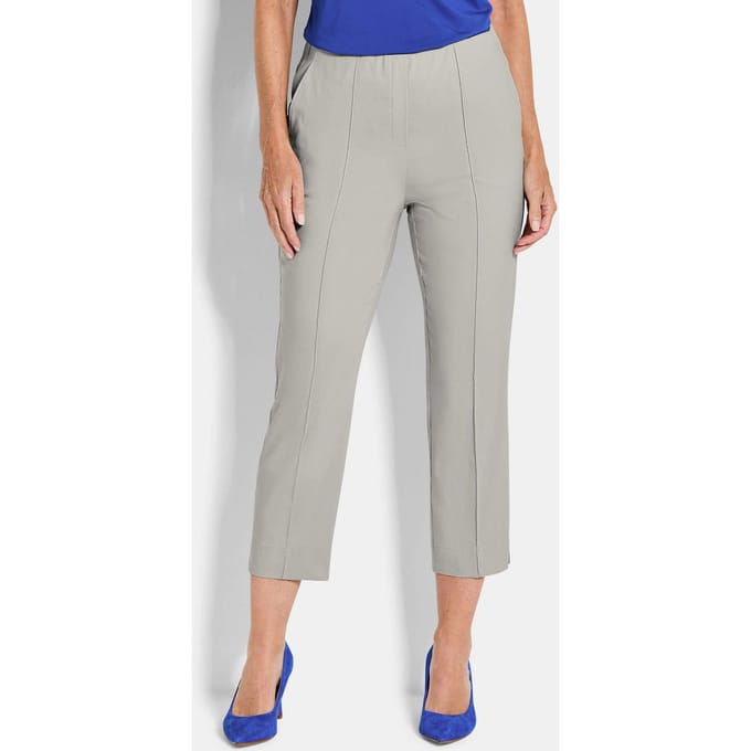 7/8-broek BELLA van bengaline, met biesjes - steengrijs - Gr. 46 van Goldner Fashion