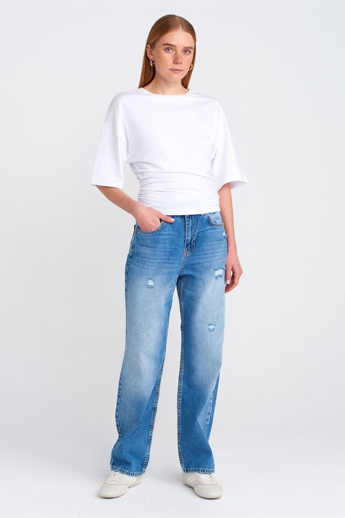Hooggerichte Wijde Pijp Moeder Jeans