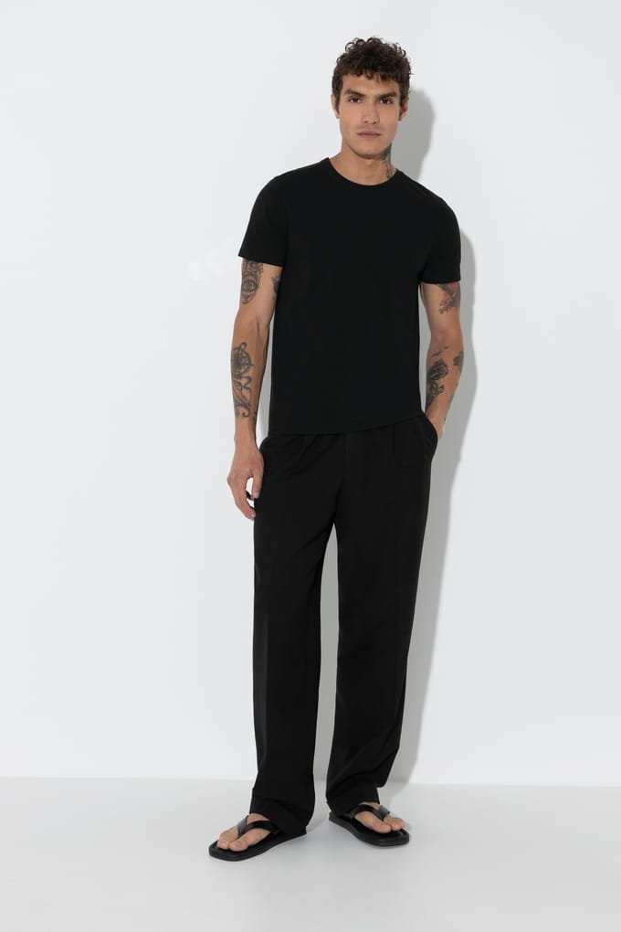 Crew Neck Shirt Serie Maglia Singola Zwart