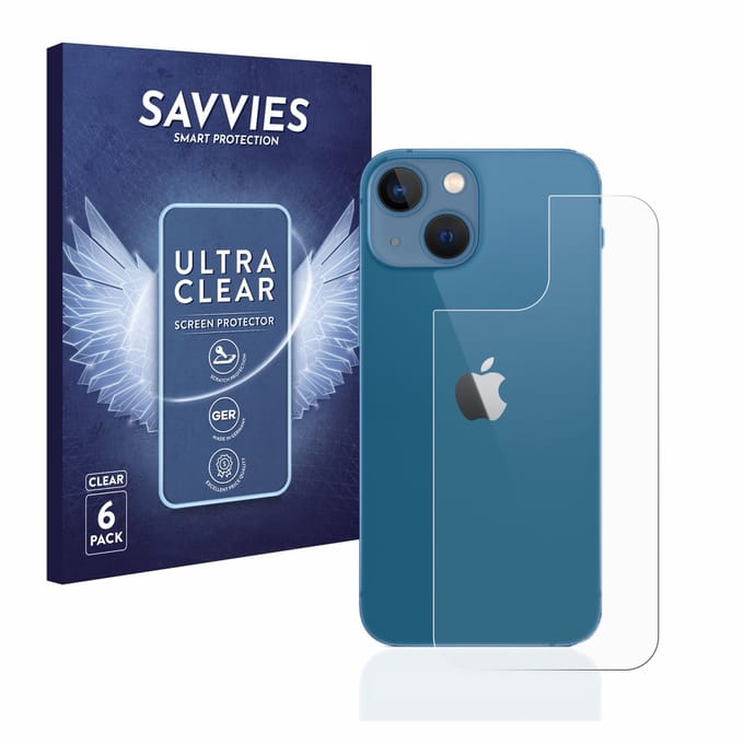 Savvies - Screenprotector voor Apple iPhone 13 mini (Achterkant) - Folie Beschermfolie transparant 6 Stuks