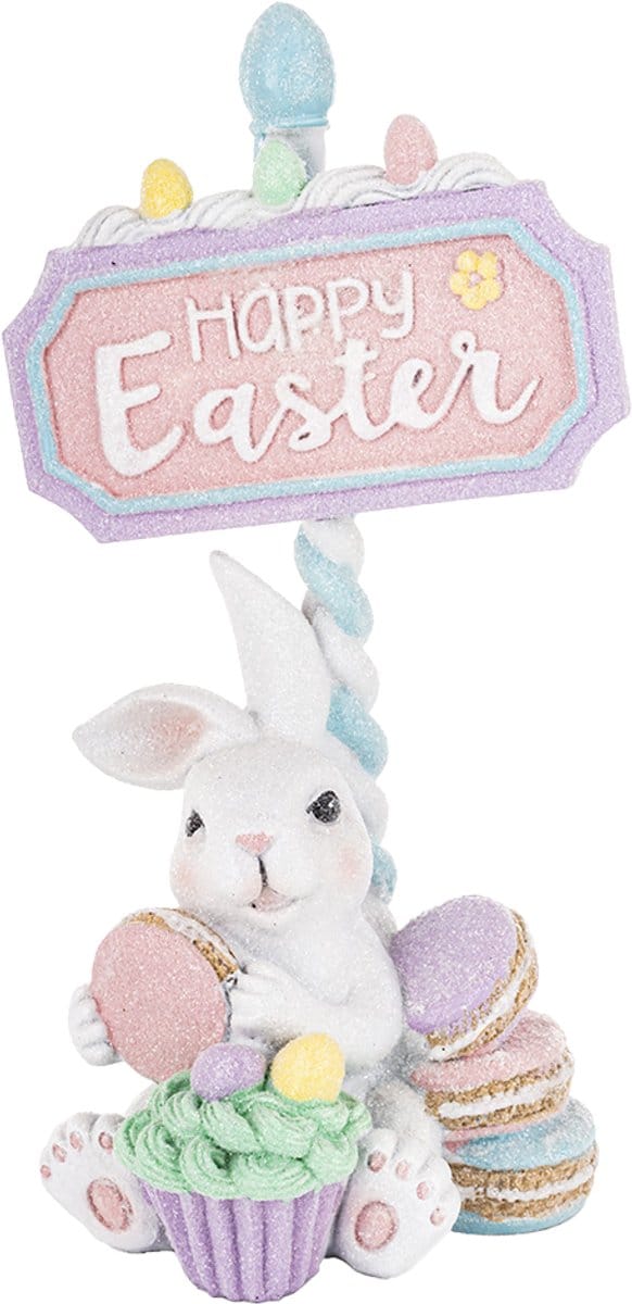 Viv! Christmas Paasdecoratie - 'Happy Easter' Konijntje - pasen - pastel - 26cm