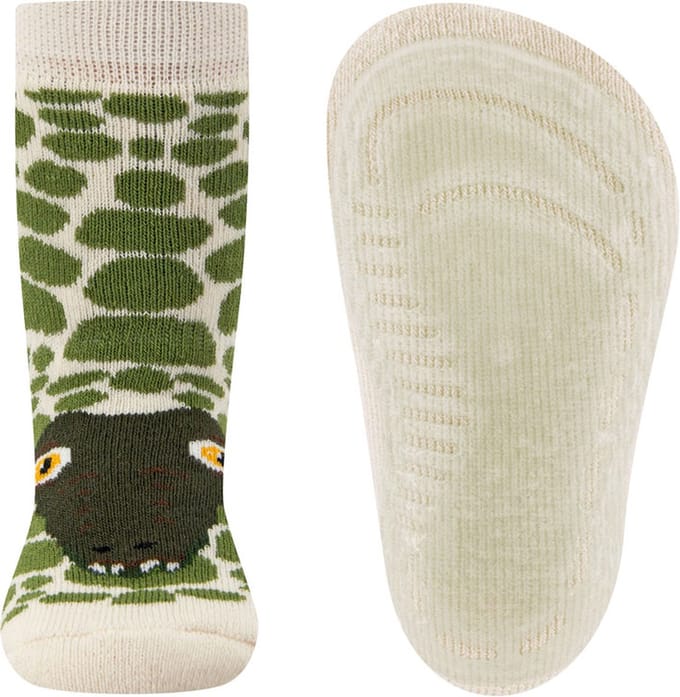 Ewers Antislipsok - Ecru Beige & Groen - Krokodillenkop & Schubben - Elastisch - Siliconenzool-21/22