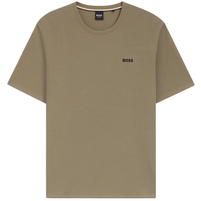 Boss Heren-T-shirt van wafelbreisel (Bruin)
