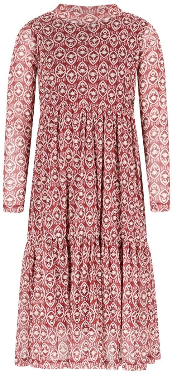 Like Flo winter mesh midi jurk meisjes - roze - Mae - AOP