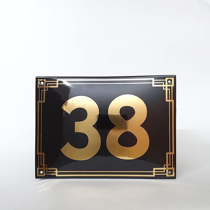 Art deco | jaren ’30 | luxe emaille huisnummer - 38