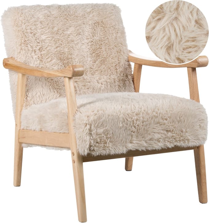 LEKNES - Fauteuil - Lichtbeige - Kunstbont