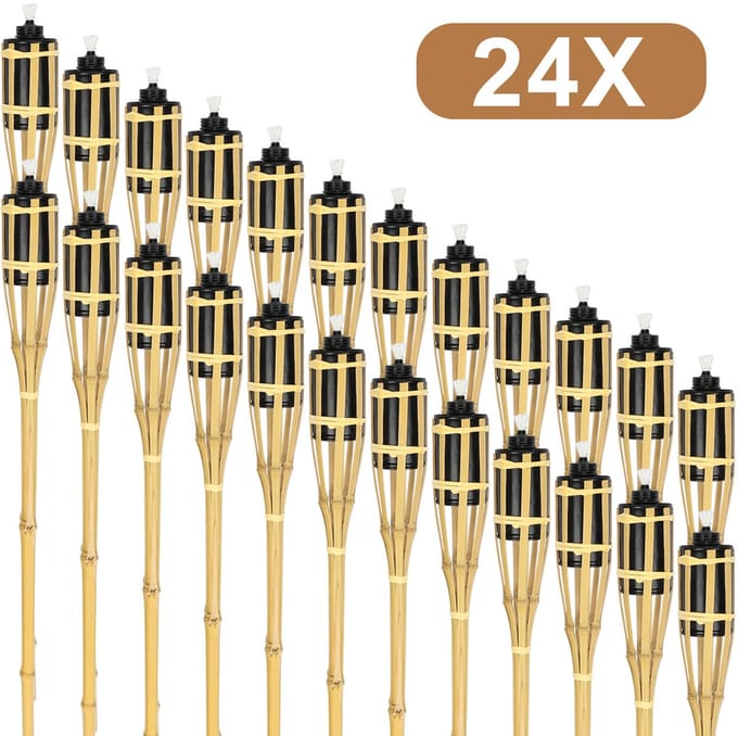 Fakkels - tuinfakkels bamboe - set van 20 stuks - fakkel 90 cm - terrasfakkels met lont