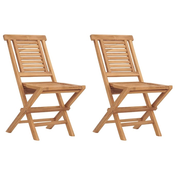 vidaXL - Opklapbare - stoelen, - 2 - stuks, - 47x63x90 - cm, - massief - teakhout