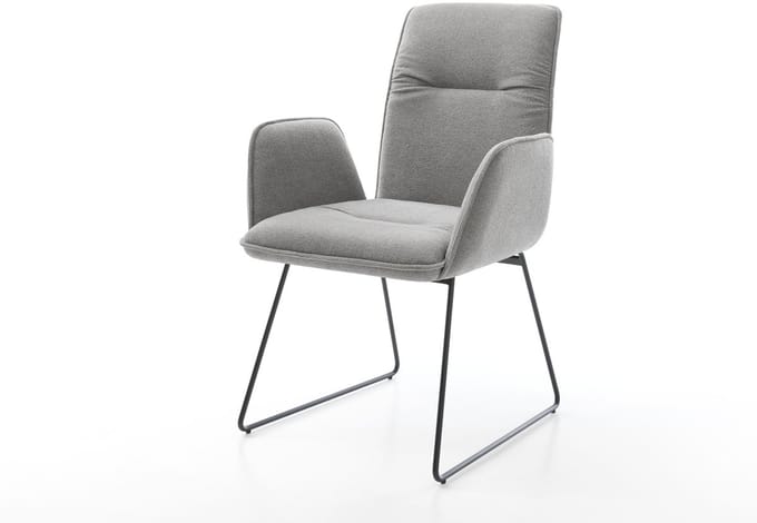 Gestoffeerde-stoel Vinja-Flex slipframe zwart zachte stof met structuur grijs