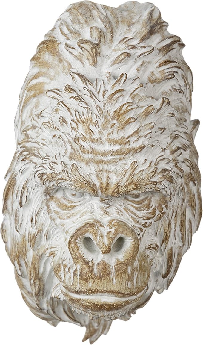 Clayre & Eef Beeld Aap 30 cm Bruin Wit Polyresin