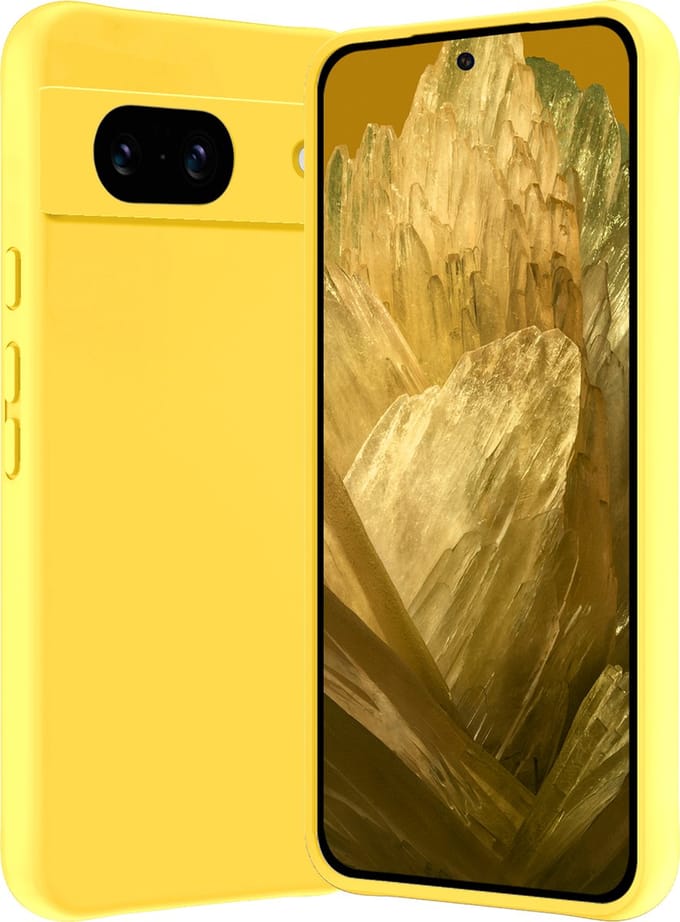Hoes - Geschikt voor Google Pixel 8a - Sterk & Shockproof - Hoesje Cover - Siliconen Case - Geel
