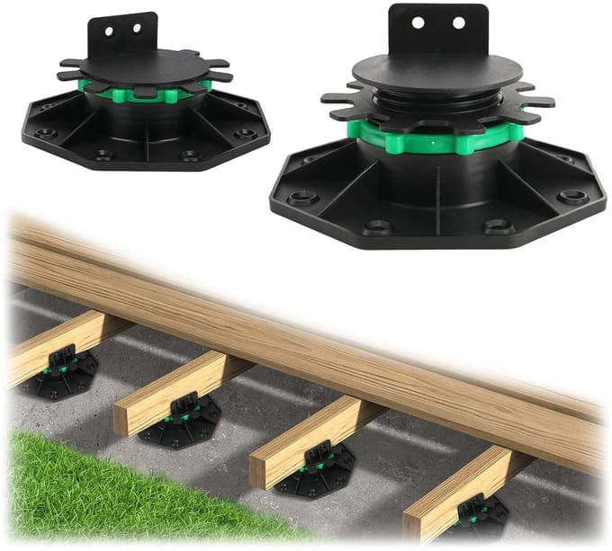 Verstelbare Plankdragers - Terrassteunen Bodem - Terras Bouwen - Verhoogde Stabiliteit Ring - 40-60 mm Verstelbaar - Beige