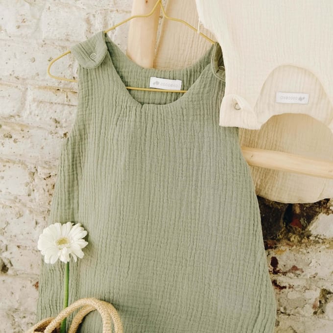 SAGE GREEN katoenen gaas slaapzak TOG 1