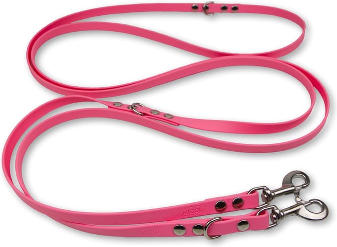 Miqdi - verstelbare, handsfree hondenriem van BioThane ® - 3 meter lang - pastel roze - M- voor middelmaat hond