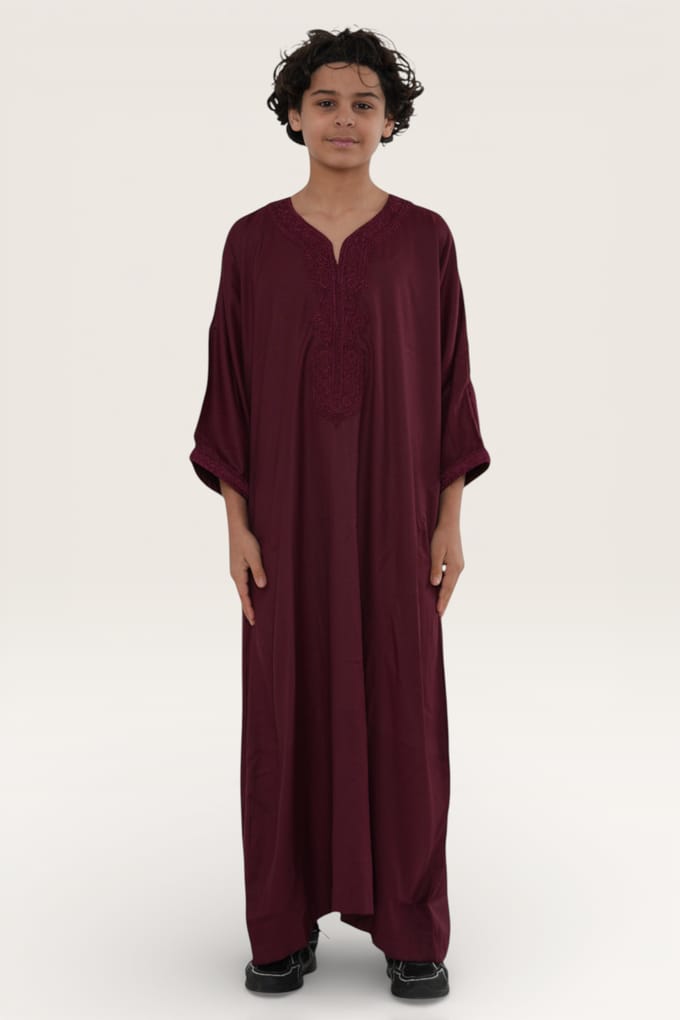 Kinderen jongens rode Marokkaanse Thobe Jubba Robe Eid Djellaba Gandoura LFS-K-HM62