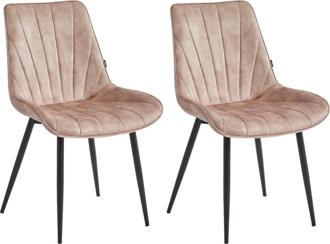 Colenis® - Lesedi Eetkamerstoel - Set Van 2 - Champagne - Adoré Velvet - Industrieel