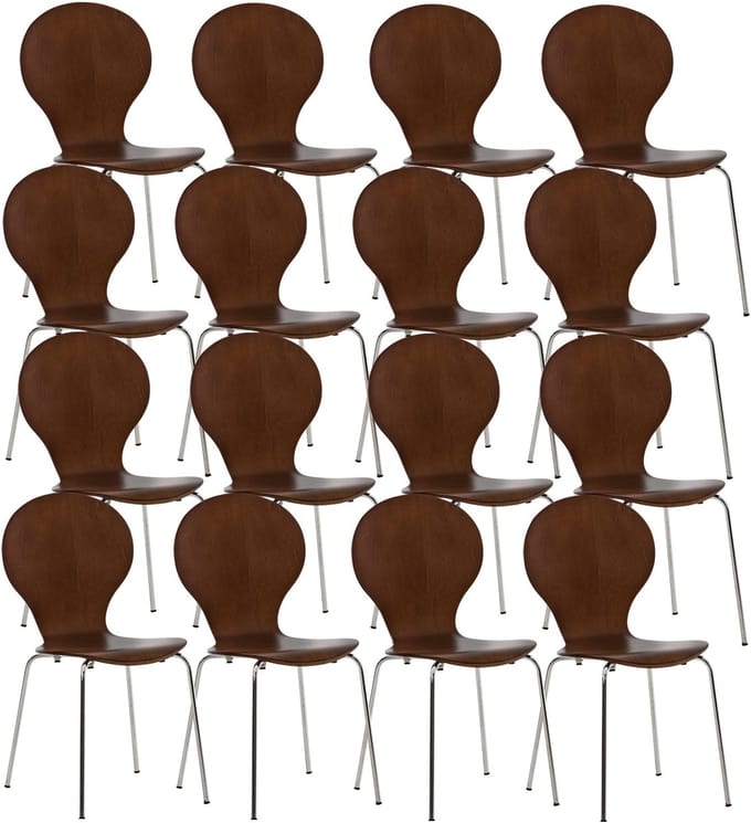 CLP Diego Set van 16 bezoekersstoelen Hout/bruin