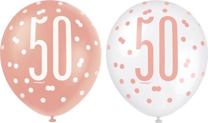 Ballonnen 50 Jaar Rosé Goud Glitz (6st)