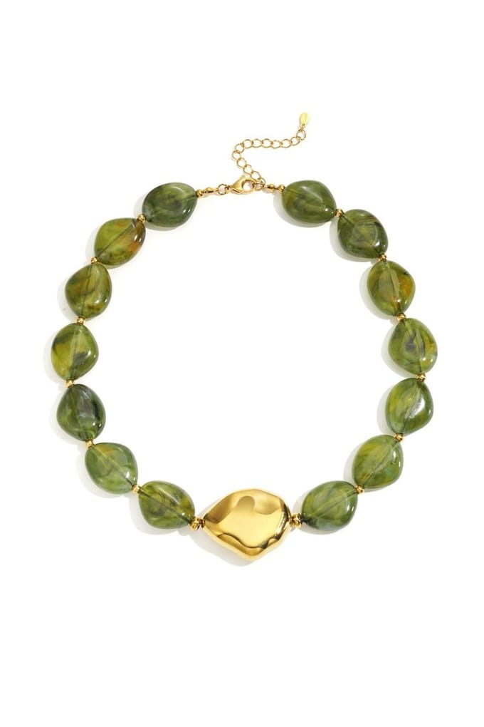 Bijoutheek Collier Statement Kralen Grof Groen