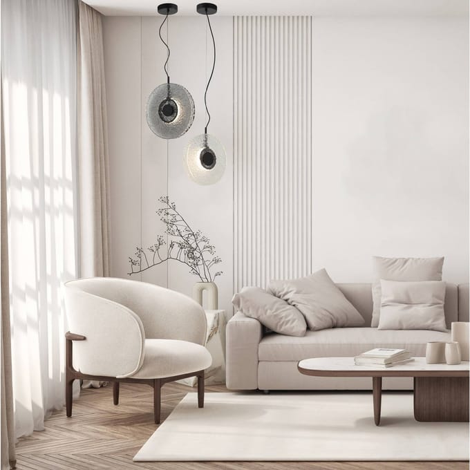 Zambelis Hanglamp 23074, rookgrijs, glas, Ø 35 cm, 3.000 K