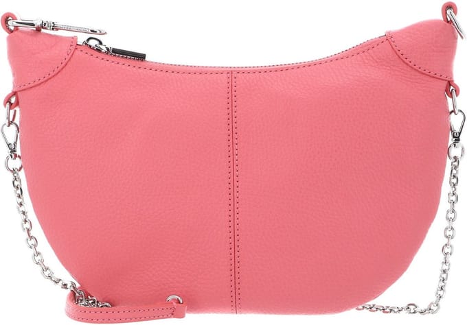 COCCINELLE Leren Schoudertas Virtual Mini Bag Grained Leather Hyper Pink Koraalrood