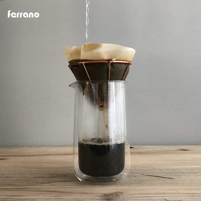 Ferrano RVS Koffiekopjes Dripper, 1-3 beige