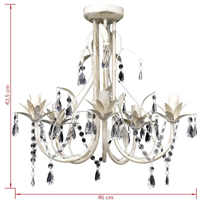 vidaXL - Kristallen - kroonluchter - met - wit - elegant - design - (5 - lampen)