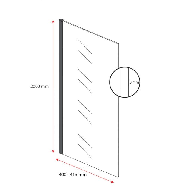 Badplaats Douchewand Florida 40 x 200 cm – Goud – Inloopdouche 8 mm Veiligheidsglas