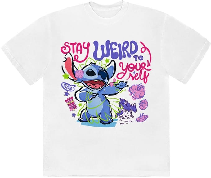 Disney - Lilo & Stitch Stay Weird To Yourself Heren Tshirt - S - Wit