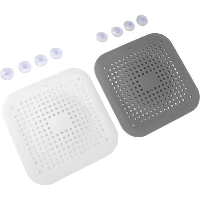 4 Sets Platte Silicone Gootsteenzeef met Zuignappen Voorkomt Verstopping Flexibele Doucheputdeksel white