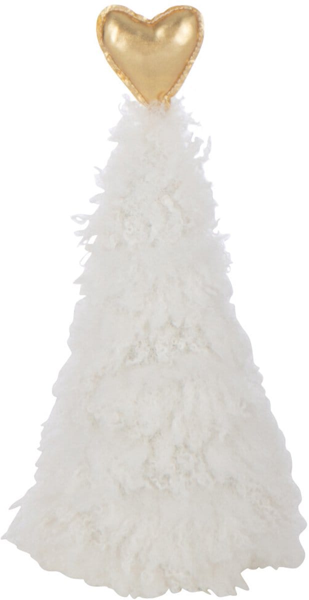 J-Line decoratie Kerstboom Hart - polyresin - wit/goud - extra small