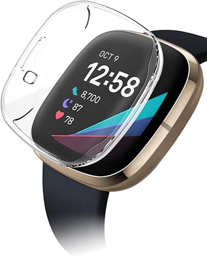 Screenprotector + Hoesje geschikt voor Fitbit Sense - Transparant