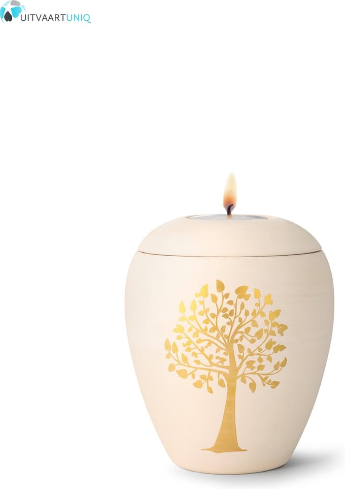 Mini boom urn met lichtje - Keramiek