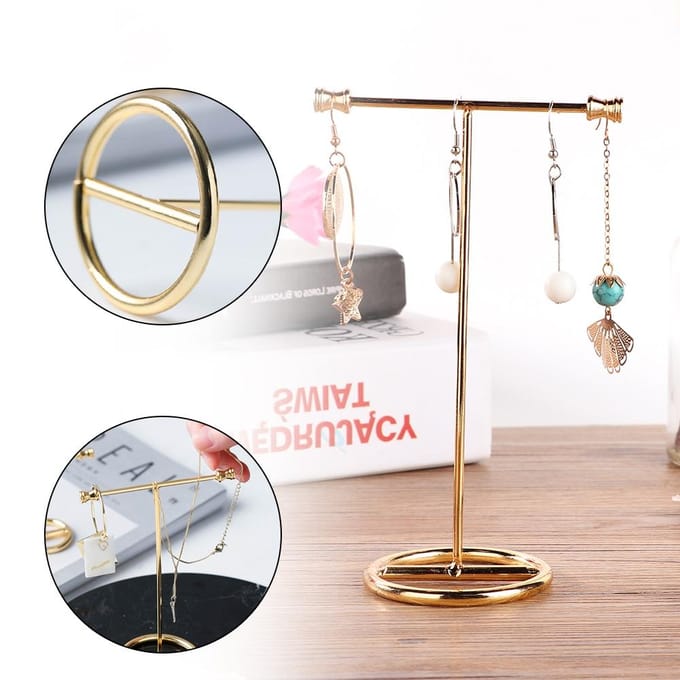 Multifunctionele Gouden Sieraden Ringen Oorbellen Opbergstandaard Display Organizer Rek (Groot) beige