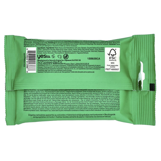 Kalmerende Gezichtstissues, Gevoelige Huid, Komkommer, Water Tissues 10 Stuks green