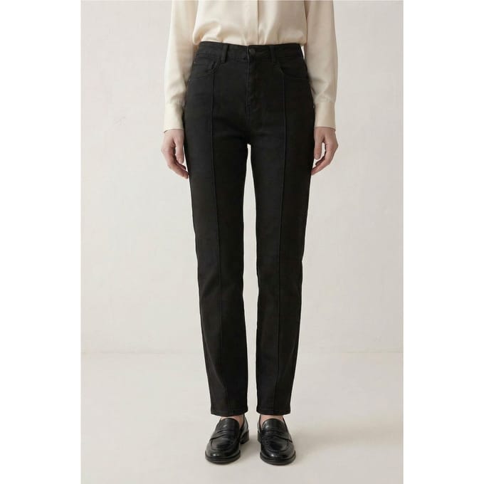 Hoge taille rechte jeans met zakken