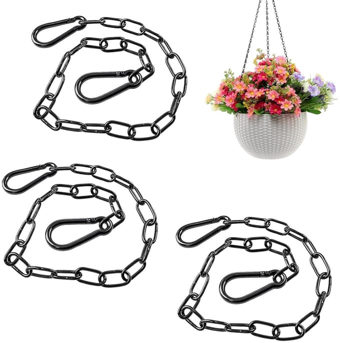 Set van 3 RVS Kettingen met Karabijnhaak, 60 cm Lengte, 40 kg Belastbaarheid