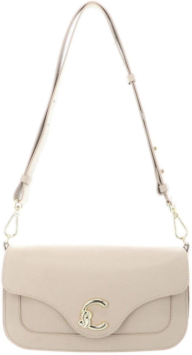 COCCINELLE Leren schoudertas C-Me Handbag Grainy Leather Sandshell beige