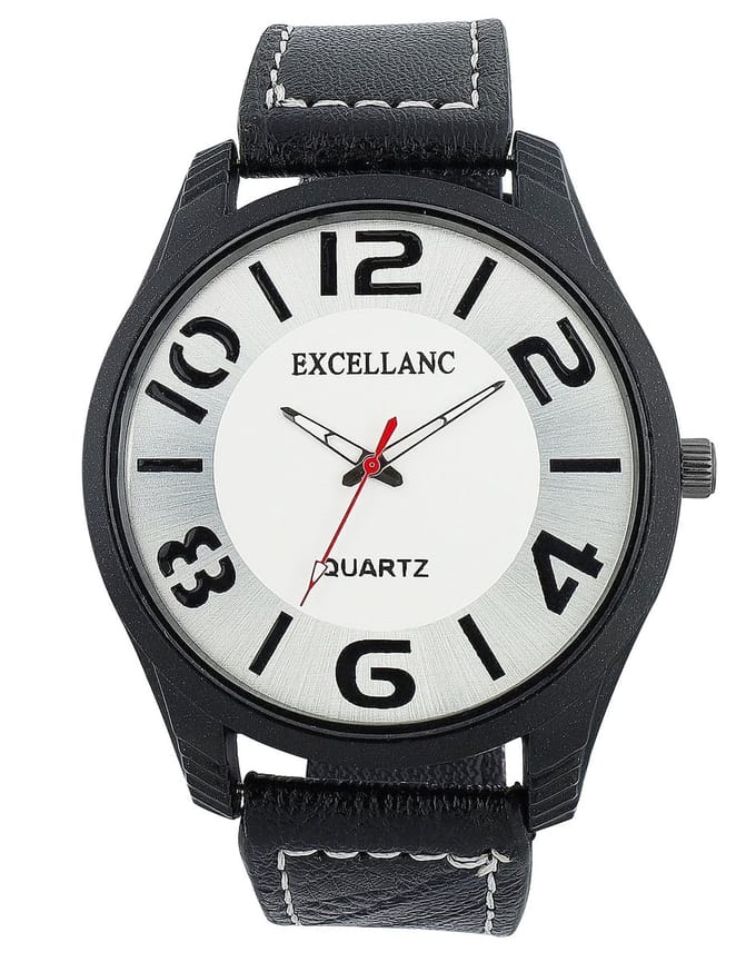EXCELLANC Herenhorloge lederimitatie Mineralglas