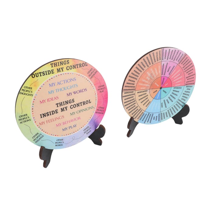 2 pièces Roue des émotions Décor de bureau Tableau des émotions pour chambres à coucher, salons et bureaux pink