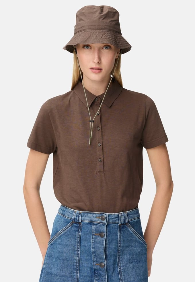 camel active Poloshirt met knoopsluiting - Maat - Bruinwomenswear-XL