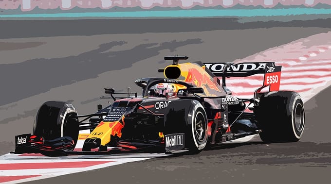 Max Verstappen Red Bull auto 2 - Canvas - 70 x 100 cm