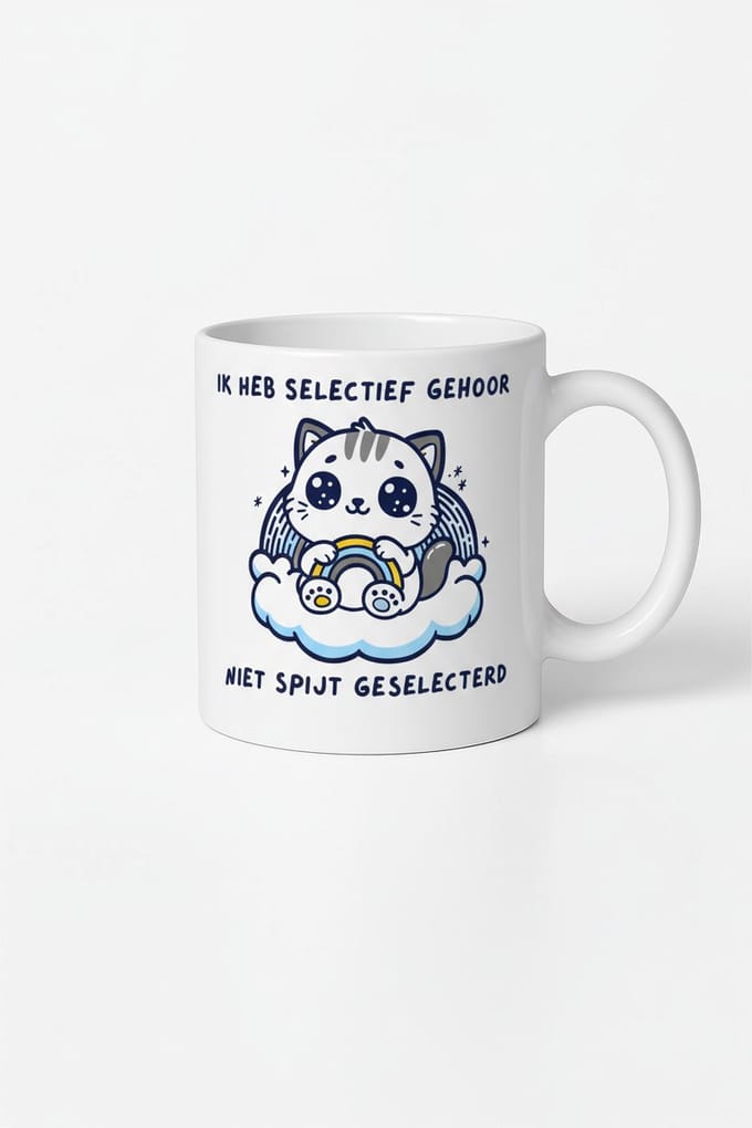 Ik Heb Selectief Gehoor Mok - Kat Regenboog Design