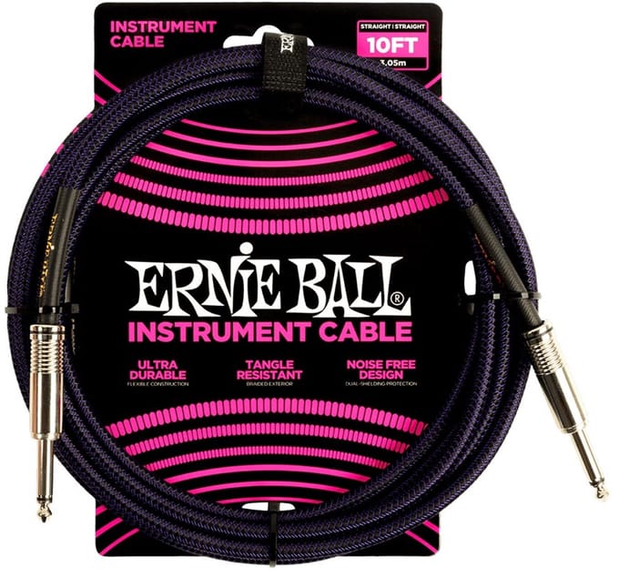 Ernie Ball 6393 braided instrument cable 3 meter paars