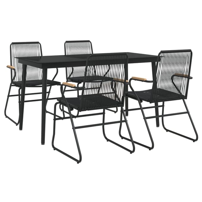 vidaXL - 5-delige - Tuinset - PVC-rattan - zwart