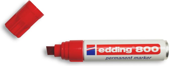 Edding 800 - Permanent marker - Rood - 5 Stuks - Watervaste stift - Puntdikte van 4 tot 12mm - (099.0970)